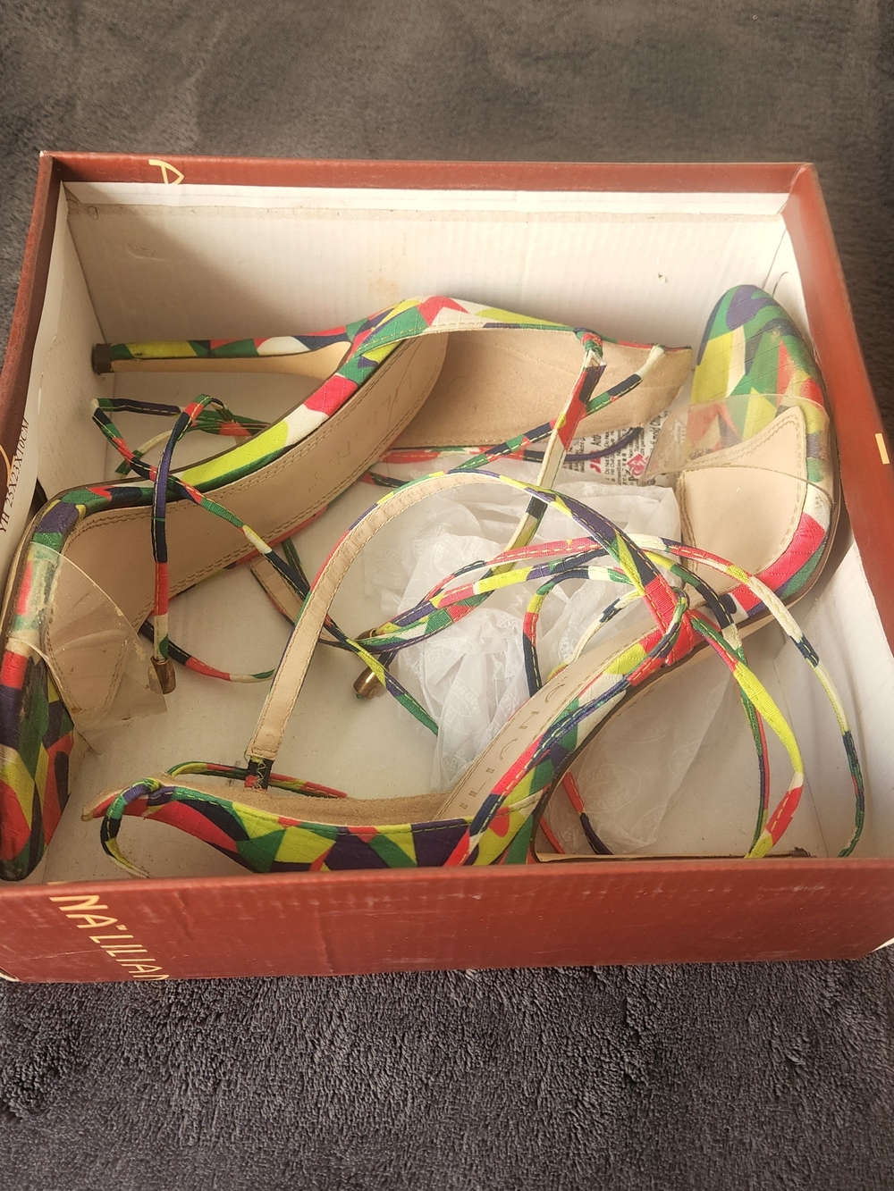 Women’s Multicolor Floral Print Heeled Sandals - Picture 2 of 4